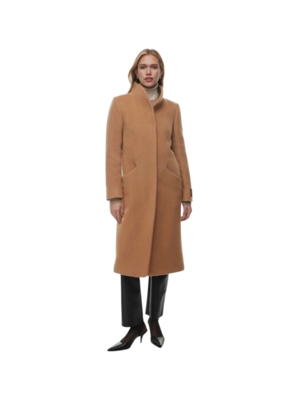 Wilfred Aritzia the Cocoon Long Coat Womens Medium Tan Brown Cashmere Wool Lined